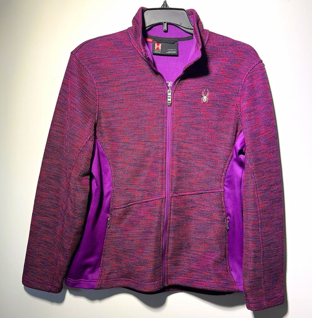 Spyder Core Sweater Women’s XL Purple Heathered Full Zip Jacket w/ Pockets